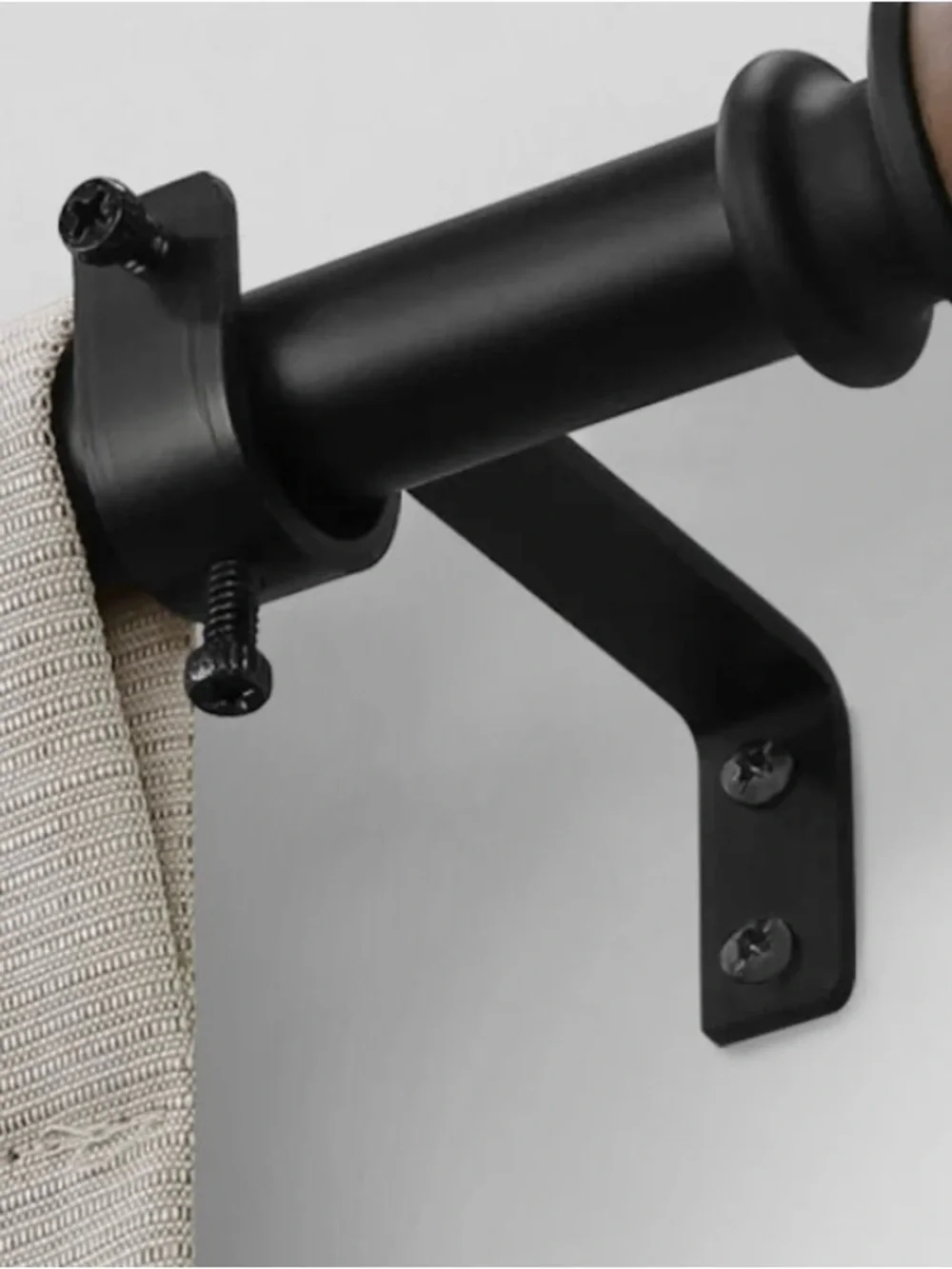 Six Curtain Rod Brackets 3/4” Black Heavy Duty NWT